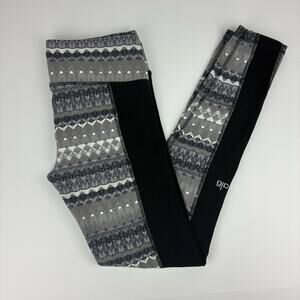 Alo Yoga Illusion 3 Tribal Print Leggings Gray Black Medium Mid Rise